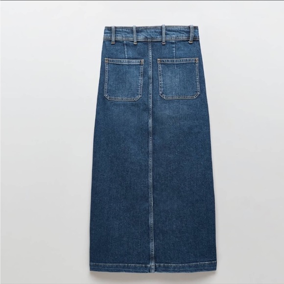 Zara NWT Denim Long Skirt size Large - Picture 3 of 13